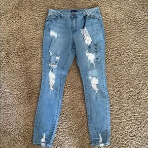 Blue Spice Juniors Light Blue Distressed Skinny Jeans